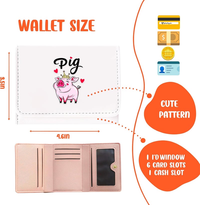 BJDAMAI Pig Wallet For Teens Kids Girls Age 6,7,8,9,10,11,12, Small Slim Thin Mini Compact Women Wallet, Animal Lovers Gifts Stuff, Cash Card Coin Pocket Window For Female! - Image 2